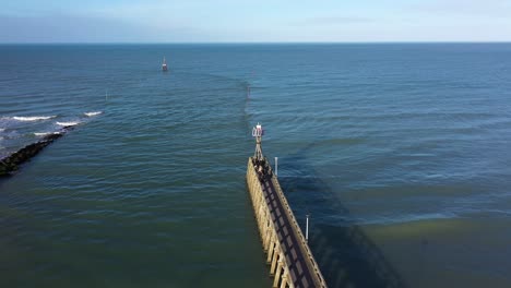 aerial view of a pier in courseulles sur mer in normandy