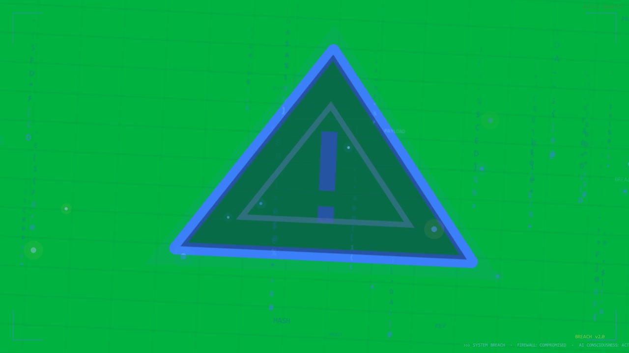 Pulsing nodes sparking blue tri growing, glowing while code flowing flagging alert transparent UI
