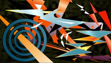 animation of colorful abstract and geometrical shapes on black background