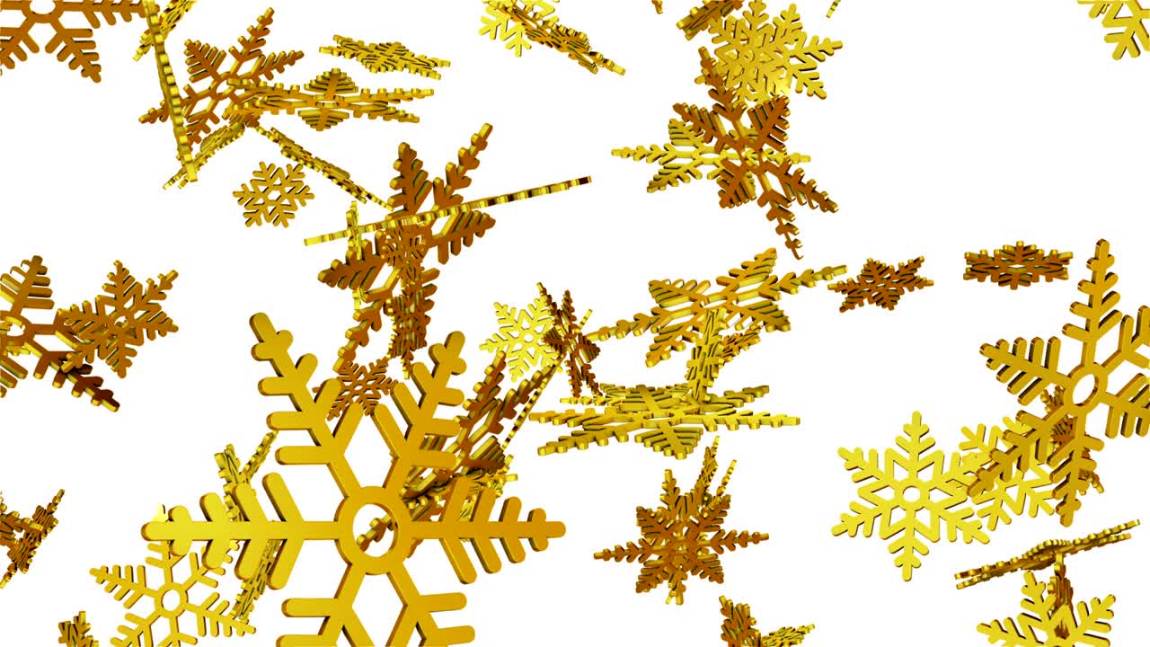 los copos de nieve de oro están cayendo, bucle, canal alfa.