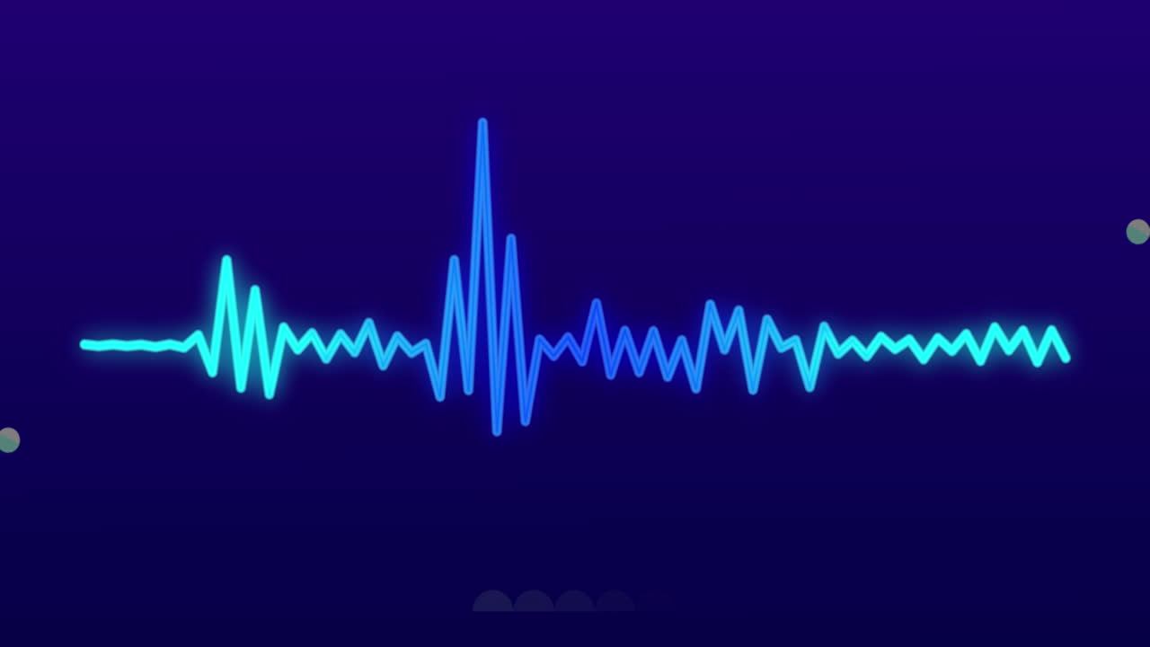 Animation of sound line moving over shapes and icons moving