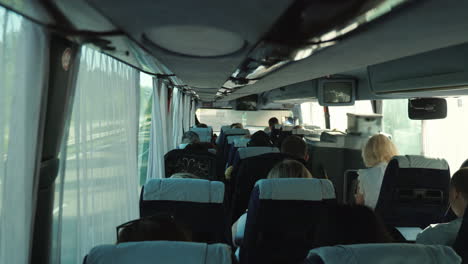 passenger bus driving on european highway 4k