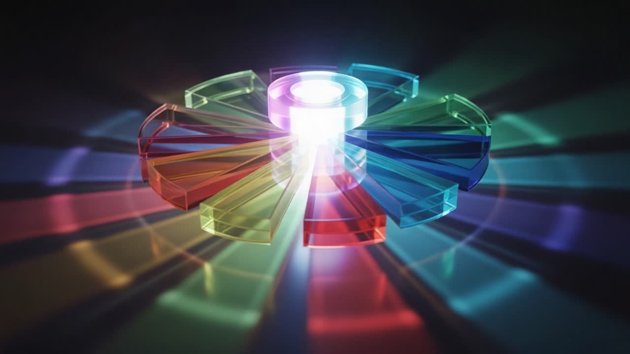 A Vibrant Display of Light and Color: An Artistic Representation of Geometric Shapes Emitting Radiant Illumination in a Dark Space