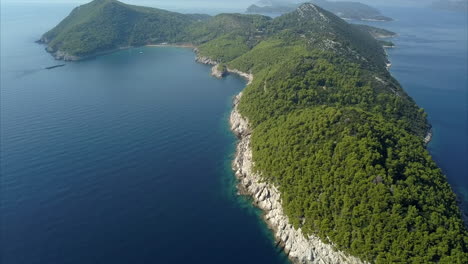 close up aerial footage of lopud island in croatia