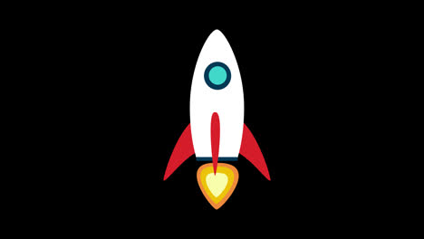 Spaceship-rocket-icon-concept-loop-animation-video-with-alpha-channel