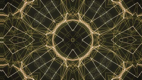 Geometric-Yellow-Fractal-Kaleidoscope-Pattern,Center-Focused,-Seamless-Vj-Loop