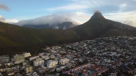 aerial view of cape town, south africa with lion's head mountain