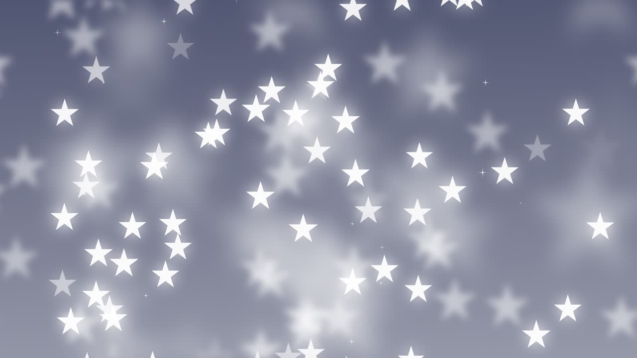 Animation seamless loop pattern with shining white star particles, shimmering glittering particles, bokeh. Design can be used for Christmas, new year, holiday, wedding background. 4k motion design