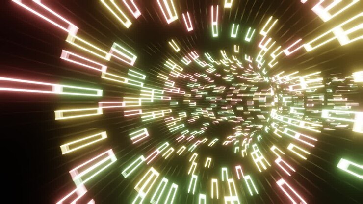 4k 3D animation. Flight in abstract sci-fi tunnel seamless loop. Futuristic motion graphics, high tech background
