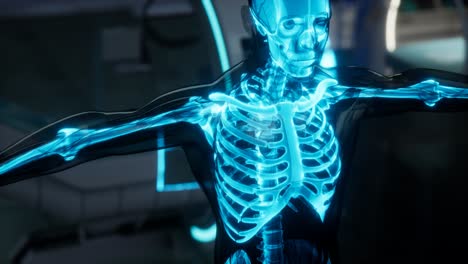 examen de escaneo de huesos de esqueleto humano en el laboratorio