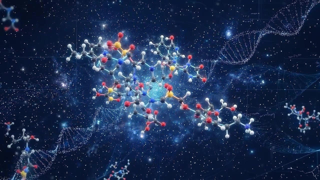 3D-animation af molekylære strukturer og DNA-strenge