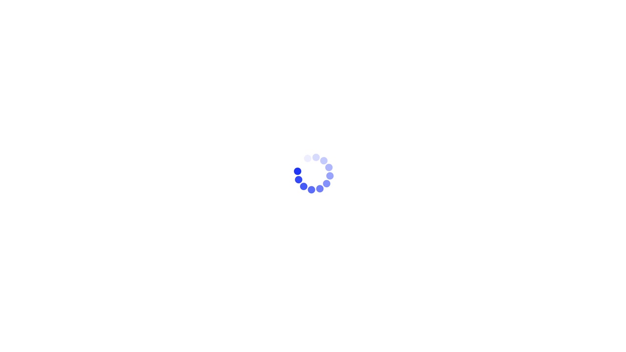 Schermata di caricamento animata con puntini blu rotanti