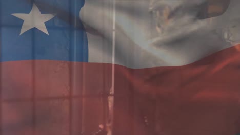 animación de la bandera de chile sobre varios soldados
