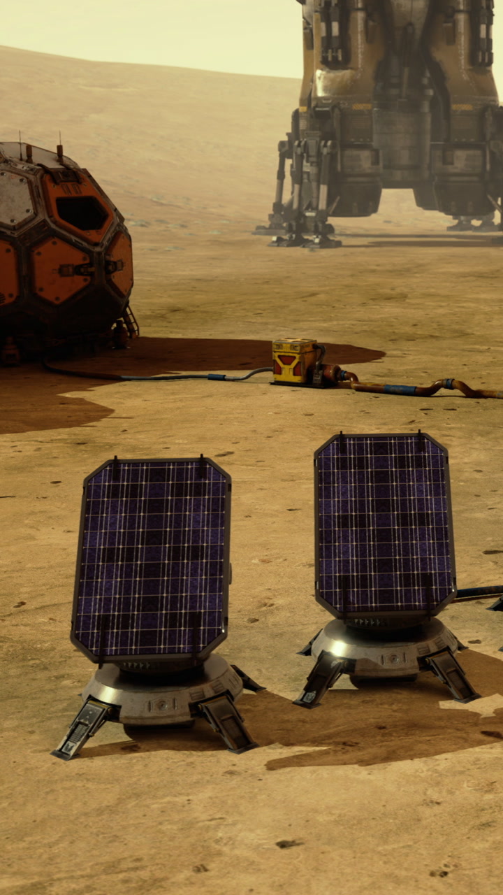Innovative solar technology in a martian landscape during exploration mission