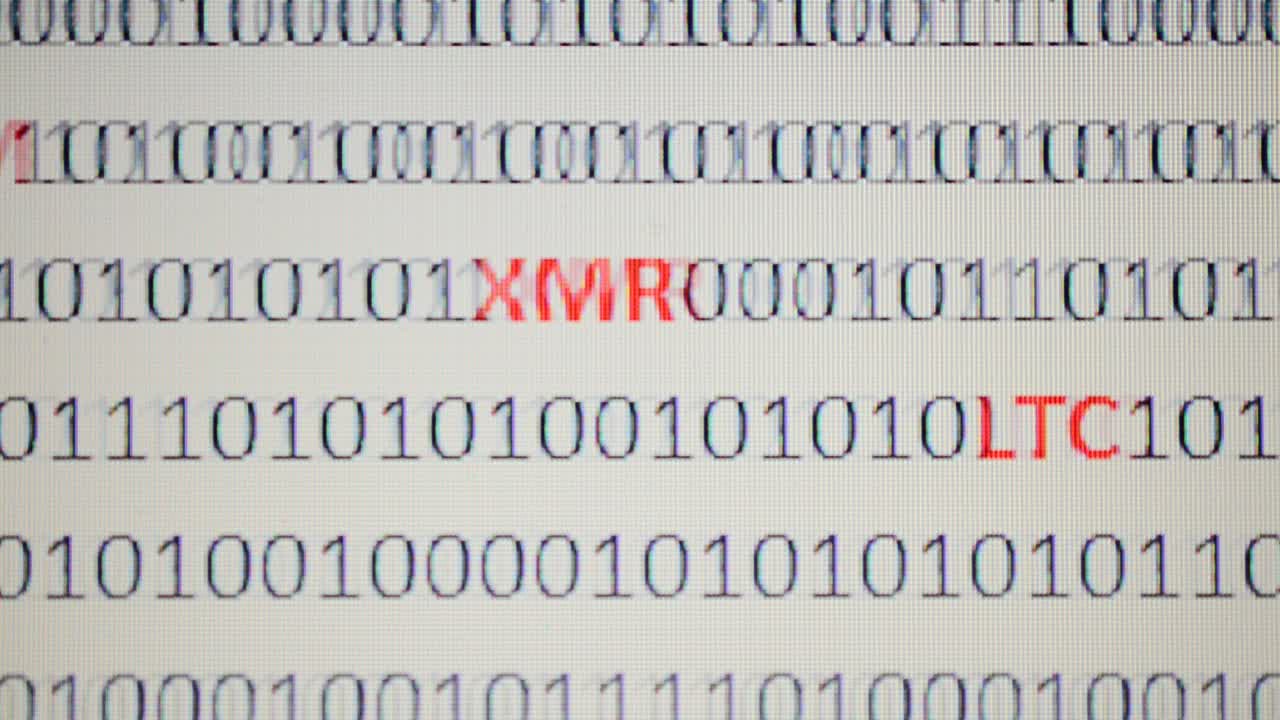 Cryptocurrency on a digital background. Background from a program code and cryptocurrencies