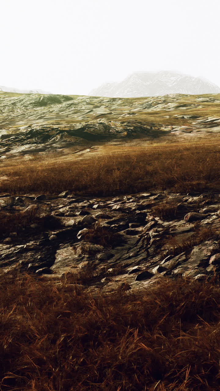 paisaje montañoso con hierba seca