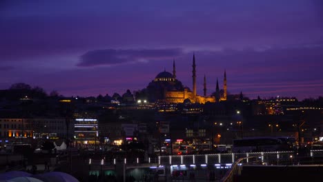 suleymaniye mosque during sunset in eminonu district, istanbul, turkey