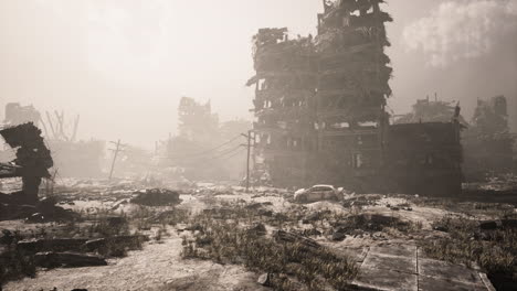 ruined cityscape after an apocalypse