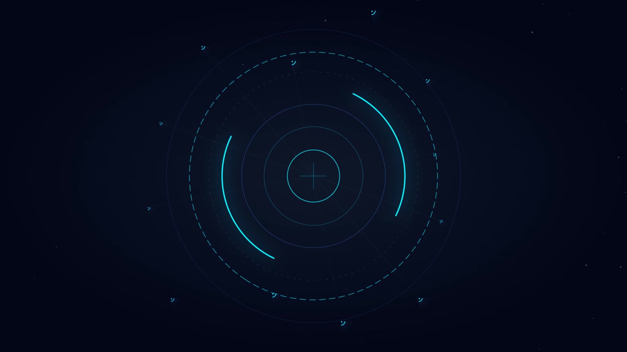 Futuristic Digital Radar Interface Rotating on Dark Background