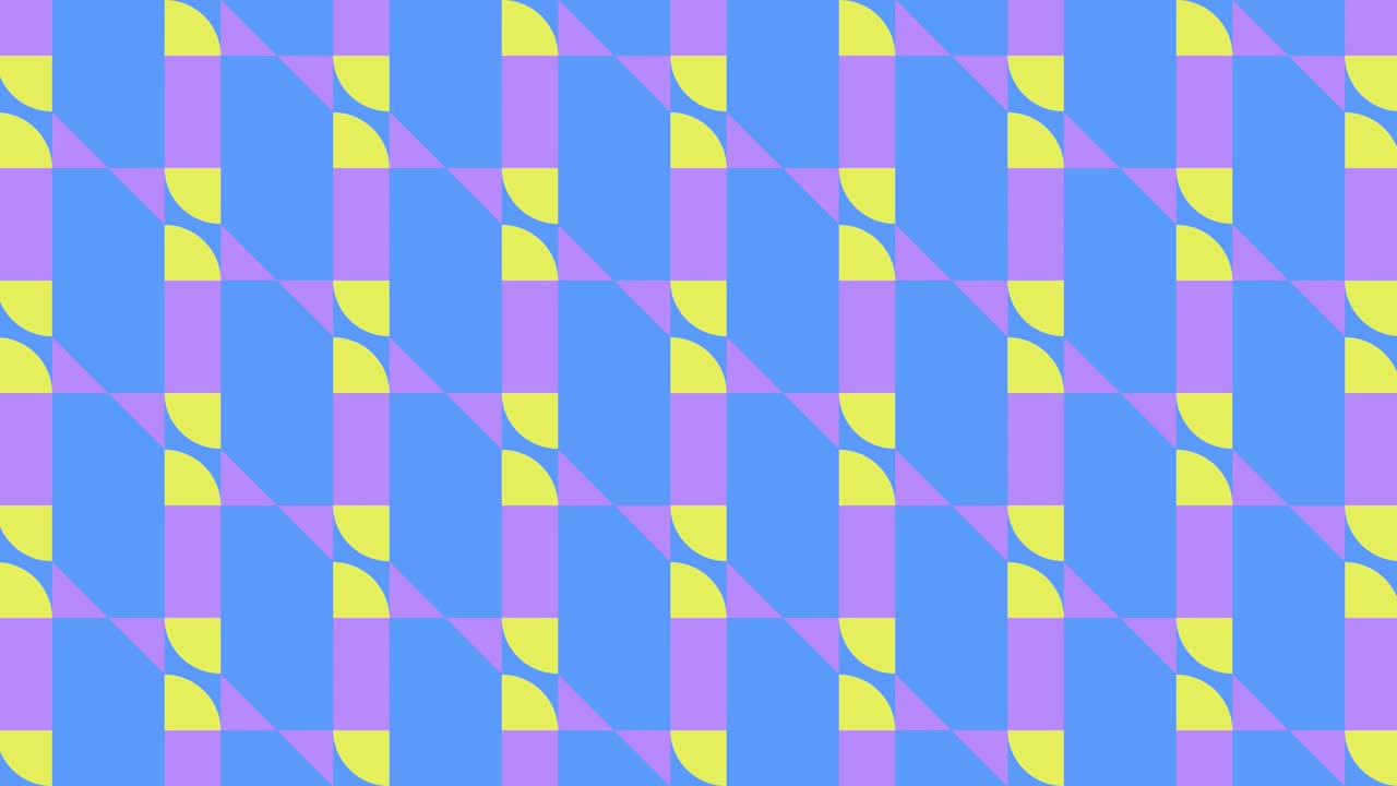 2D tile colourful animation geometric pattern visual effect motion graphics retro illusion shapes symmetry graphics background blue yellow purple