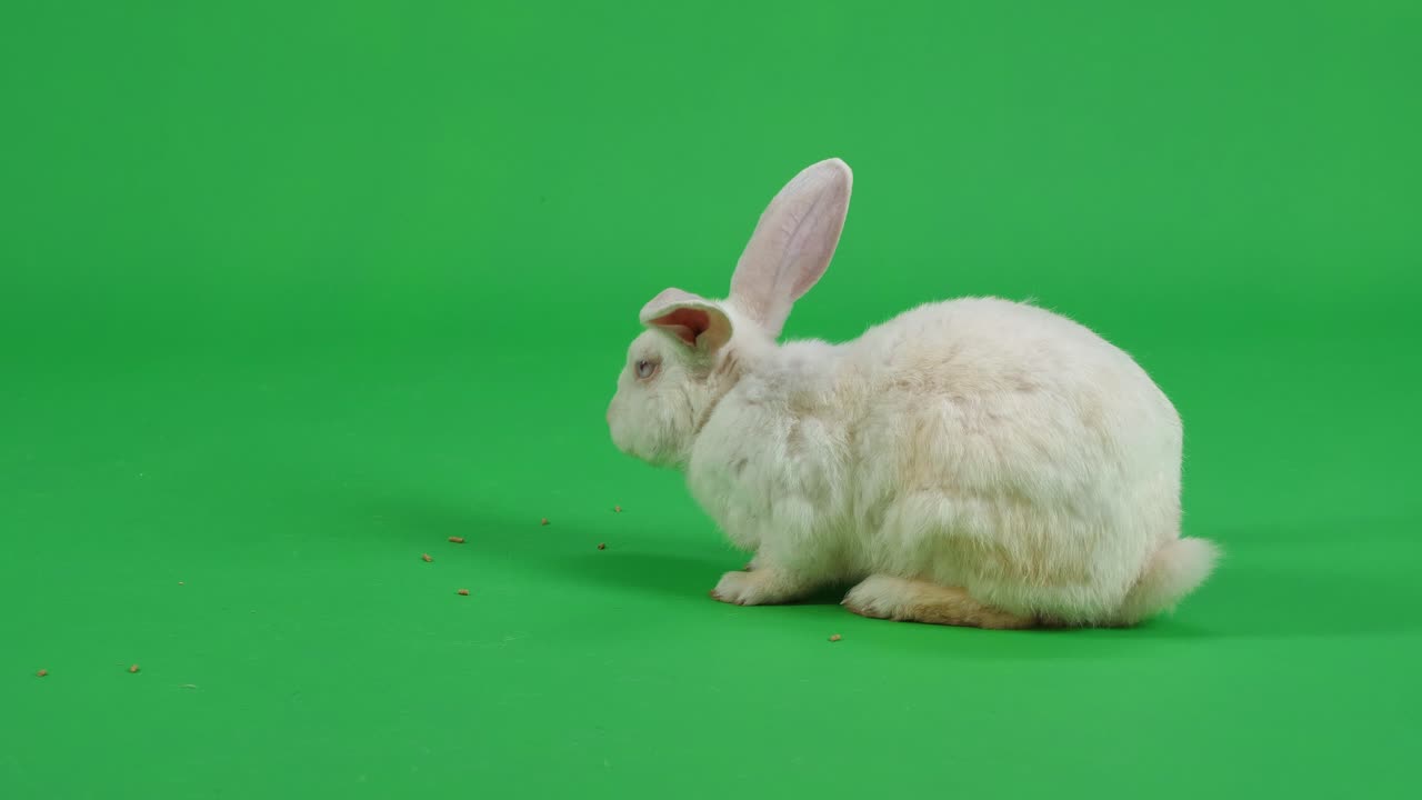 White Rabbit on Green Screen | Premium Stock Video Footage