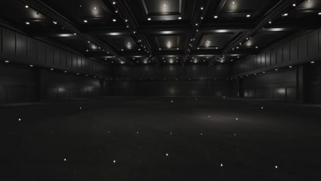 empty convention hall center with stage.the backdrop for exhibition stands,booth elements. meeting room for the conference.big arena for entertainment,concert,event.ballroom.animation loop 4k.3d render.