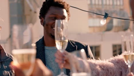 toast, celebration and new year with a friends