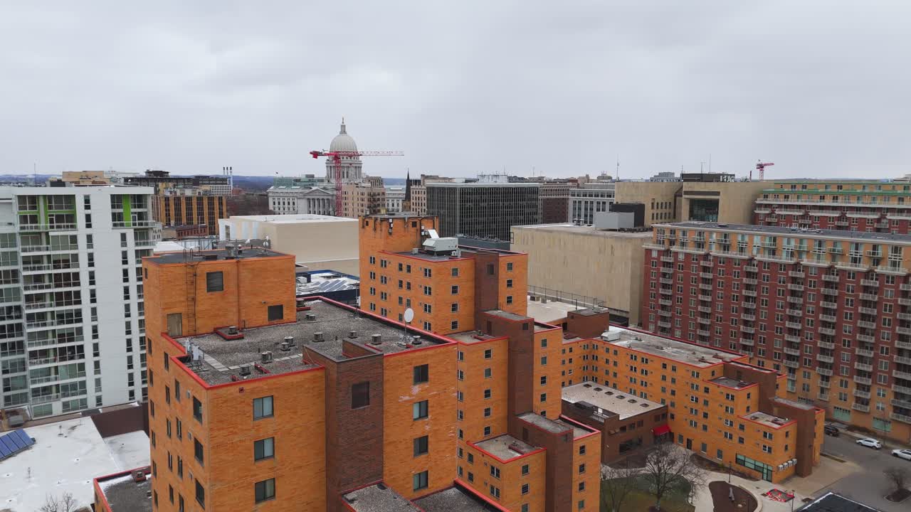 Apartment buildings at Madison Wisconsin aerial view 2