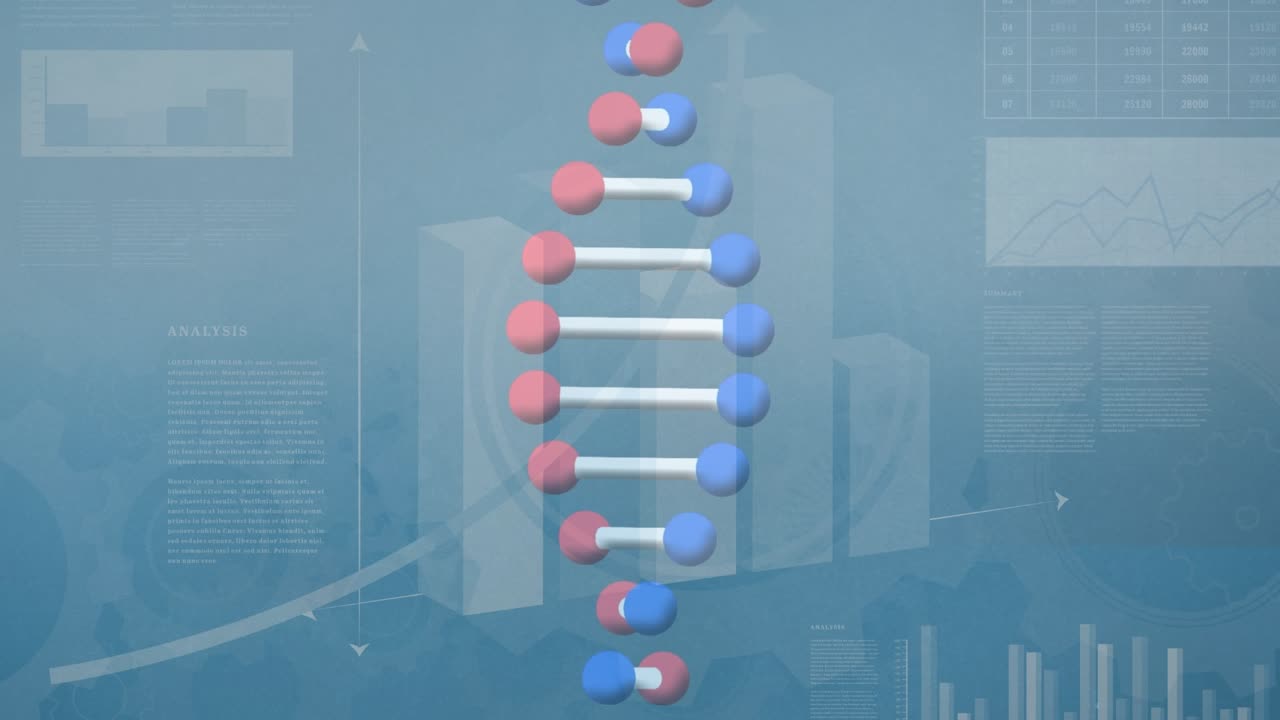 Animasi untaian DNA di atas pemrosesan data