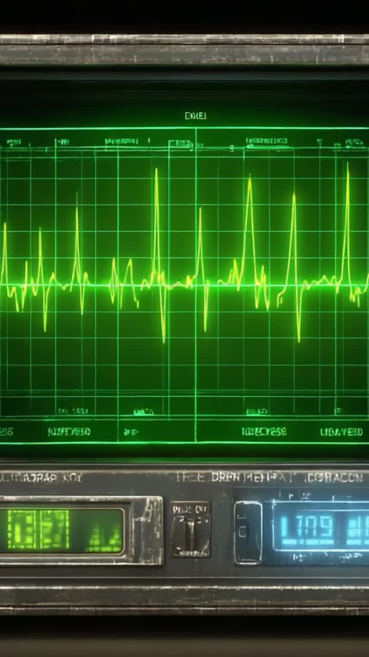 Visualizzazione dettagliata del monitoraggio del battito cardiaco che mostra i segni vitali e l'attività elettrica in un contesto medico