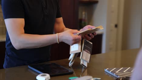 Couple-testing-different-kitchen-counter-samples-for-their-home-renovation