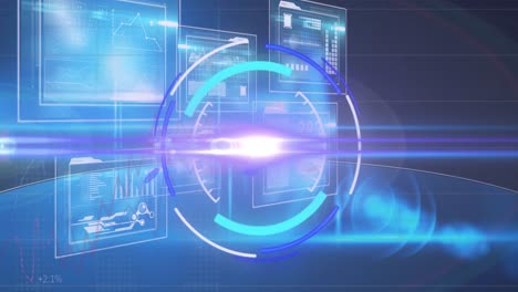 Animation-of-processing-circle-moving-over-scientific-graph-and-data