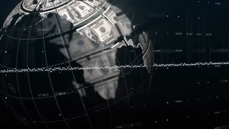 Globus-Aus-Amerikanischen-Dollar-Vor-Schwarzem-Hintergrund