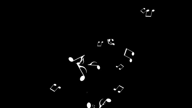 Musical note streaming up in melody with composer. Musical Notes Flying. Animation 4k