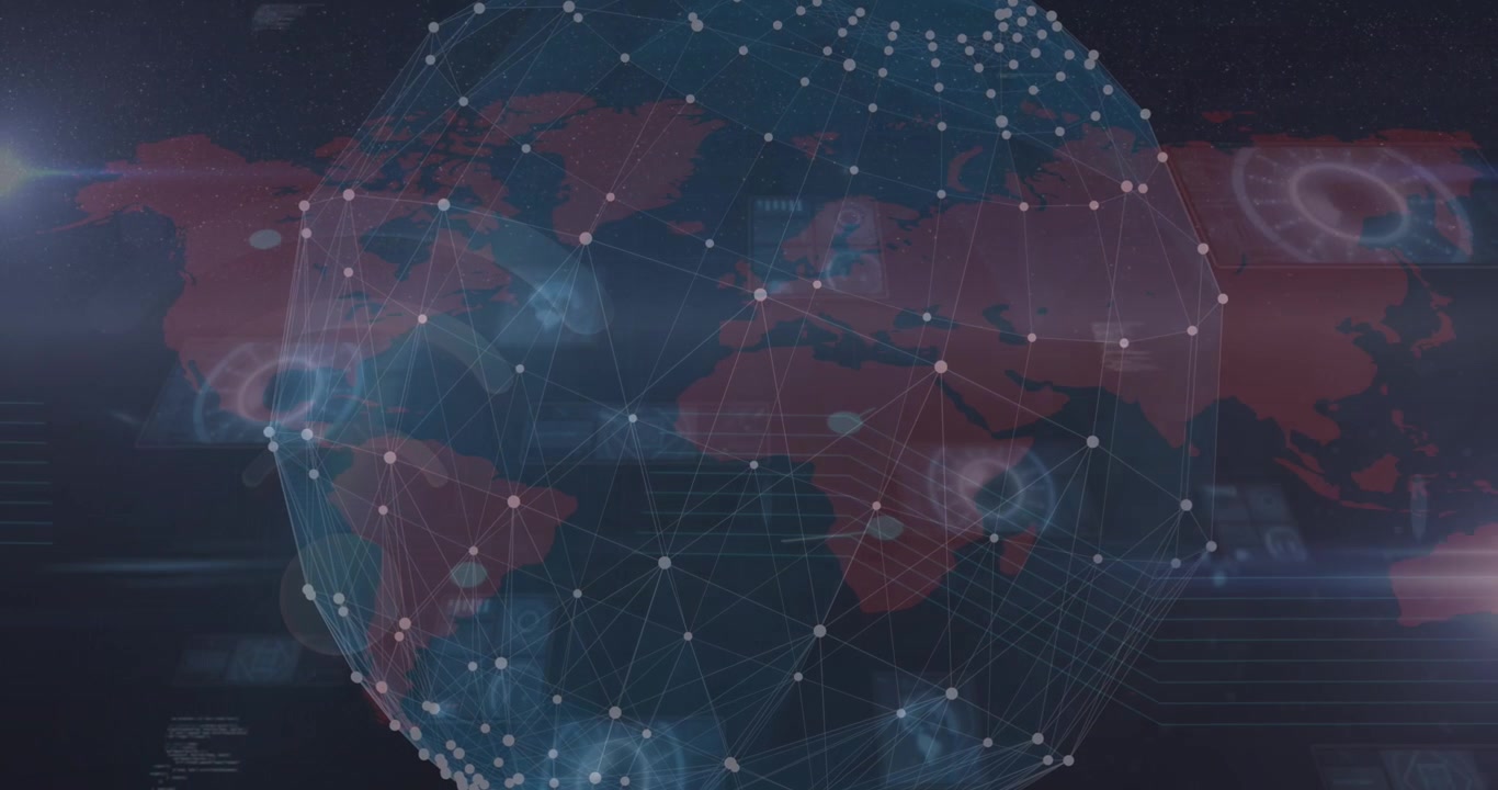 Animation of data processing over black background