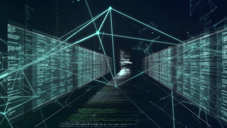 animation of data processing over network of connections