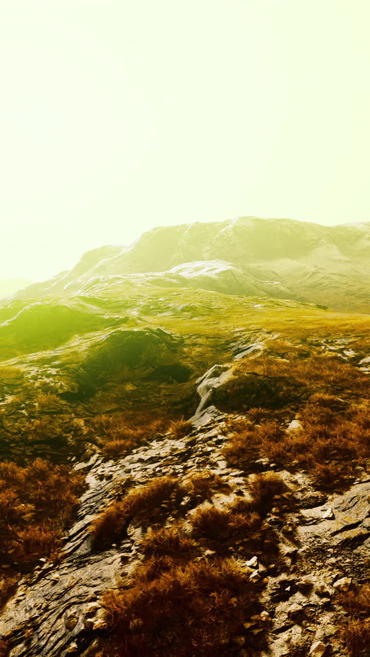 paisaje de montaña con hierba y rocas