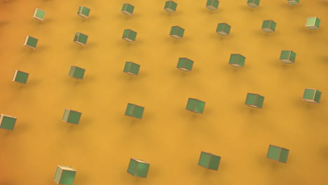 moving 3d cubes on yellow background