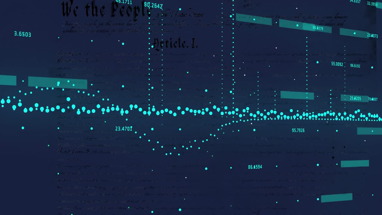 Animation of graphs, moon and numbers moving over article 1 text