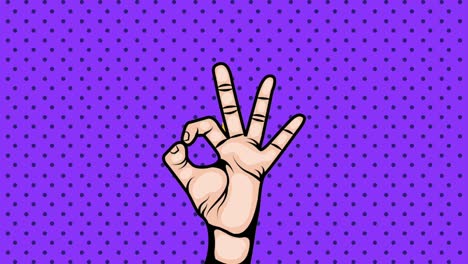 pop art illustration. ok hand sign.