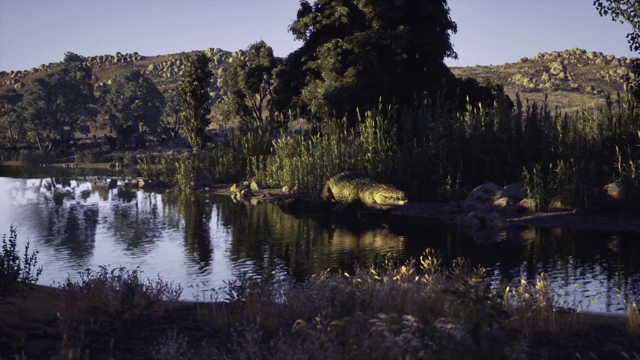 Fertile valley with trees widespread floodplain with lush plant life