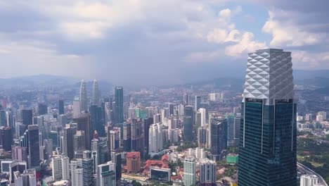 drone shots of kuala lumpur skyline with skyscrapers, malaysia, uhd-1