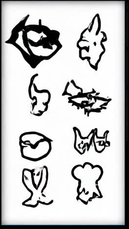 collection of hand-drawn eyes, hearts, and cloud symbols