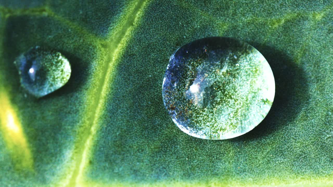 gotas de agua en una hoja