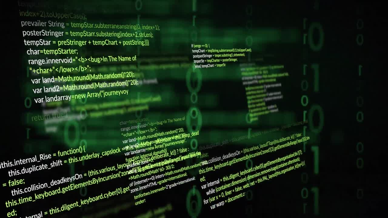 animação de codificação binária e processamento de dados