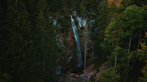Waterfall-cascade-cinemagraph-seamless-video-loop-with-fresh-glacier-water-in-the-romantic-and-idyllic-Bavarian-Austrian-alps-mountain-peaks