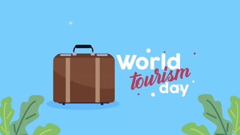 letras del día mundial del turismo con maleta
