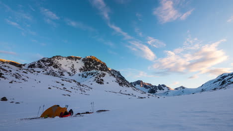 time-lapse of evening tent life in the norwegian mountains