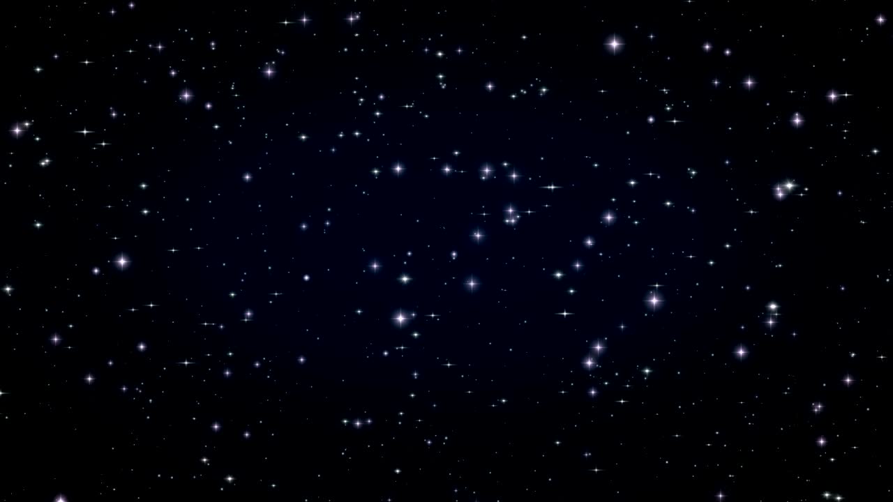 Vakre stjerner i mørkt dypt rom. Løkkeanimasjon. Svart natt med blinkende lysglimt.