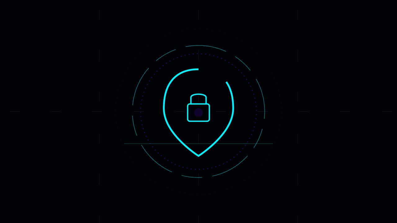 Animazione dell'icona di sicurezza digitale con puntatore di posizione